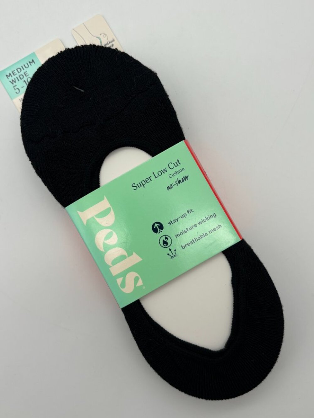 PEDS Women's Super Low Cut Cushion Liner Socks, 3 Pairs, Black, Size Medium Wide
